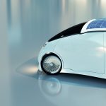 White Electric vehicle (EV) model with solar power, 3D illustrations rendering